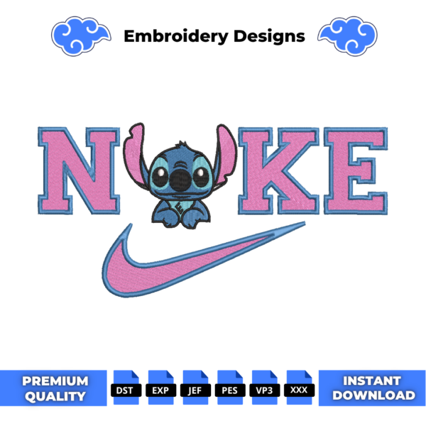 Cute Stitch Swoosh Embroidery Design