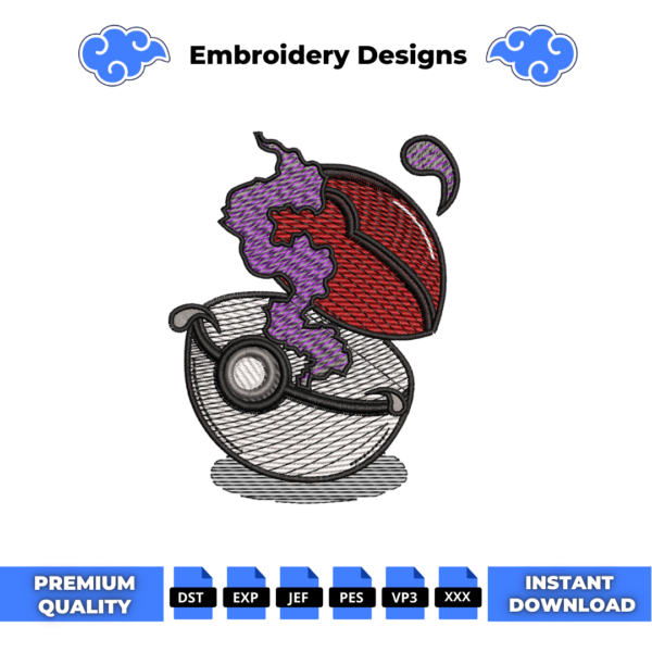 Dark Pokeball Embroidery Design