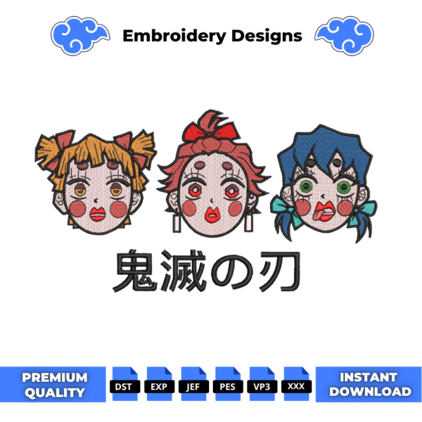Demon Slayer Head Embroidery Design