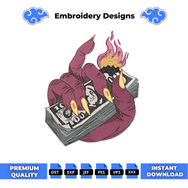 Devil Finger Money Embroidery Design