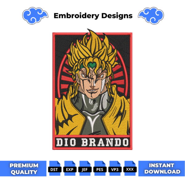 Dio Brando Vertical Embroidery Design