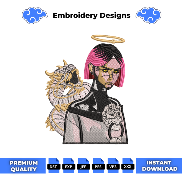 Dragon Cyborg Girl Embroidery Design
