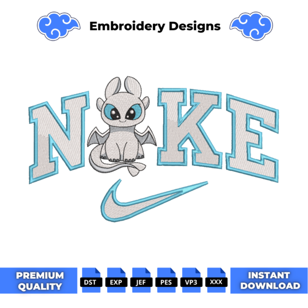 Dragon Fury Swoosh Embroidery Design