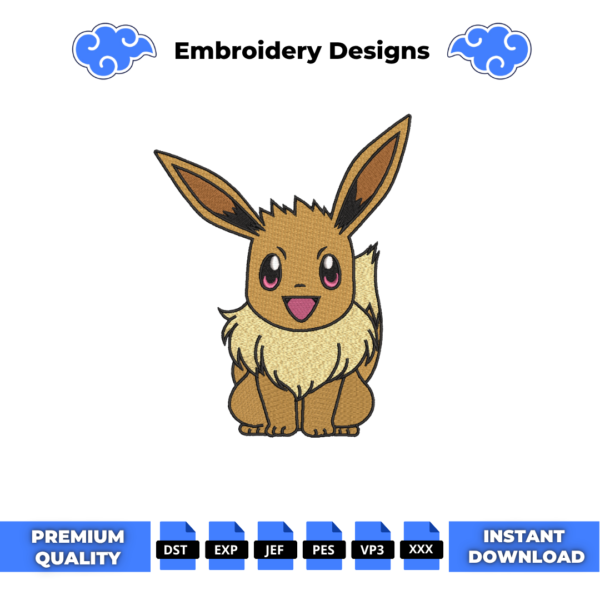 Eevee Pokemon Embroidery Design