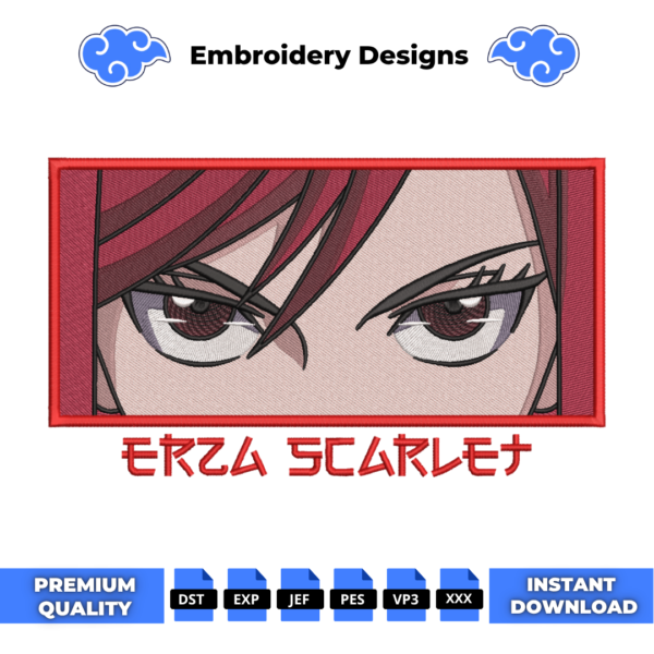 Erza Scarlet Eyes Embroidery Design