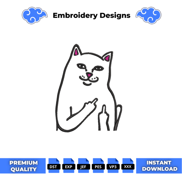 Finger Cat Meme Embroidery Design