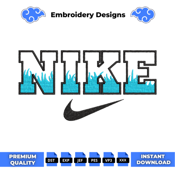 Flame Swoosh Embroidery Design