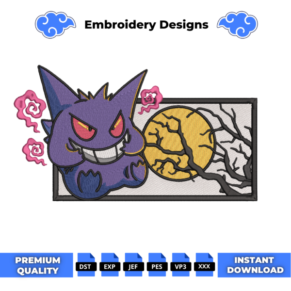 Gengar Halloween Embroidery Design
