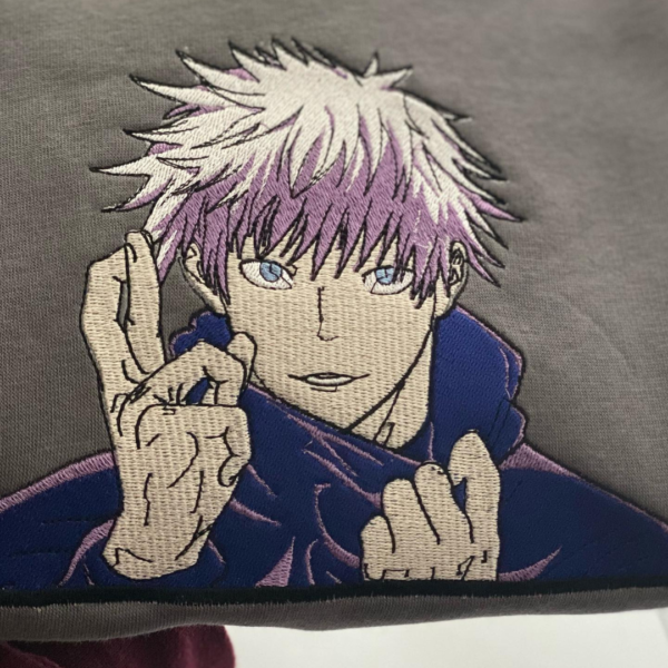 Gojo Finger and Logo Embroidery Design stitched by a customer