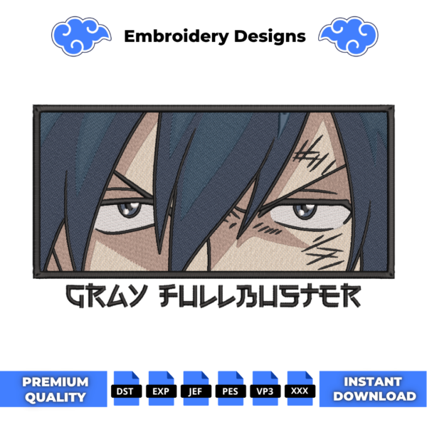 Gray Fullbuster Eyes Embroidery Design