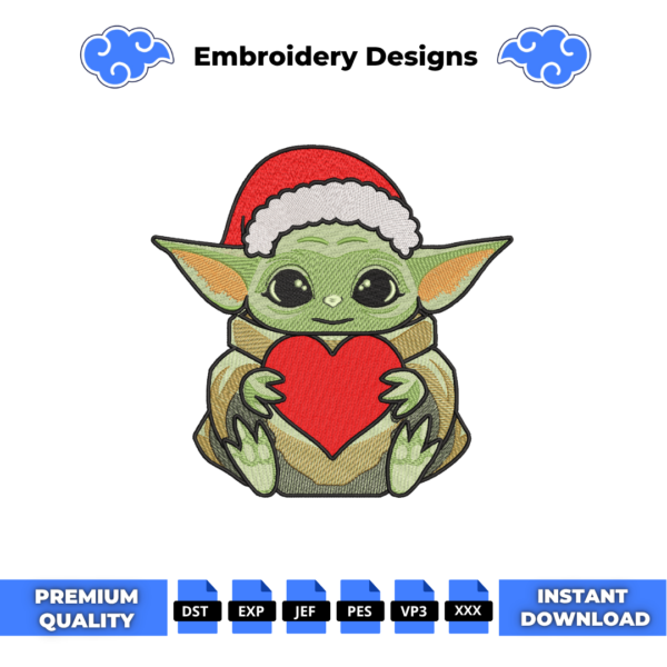 Grogu Love Embroidery Design