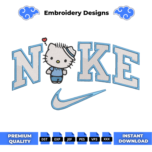 Hello Kitty Daniel Swoosh Embroidery Design