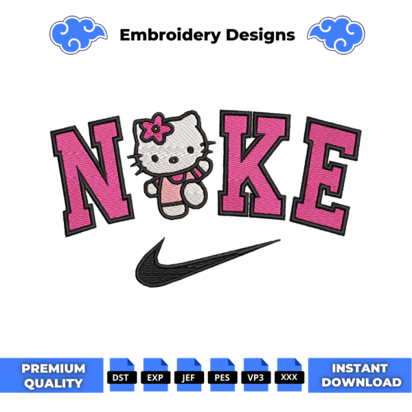 Hello Kitty Swoosh V1,5 Embroidery Design