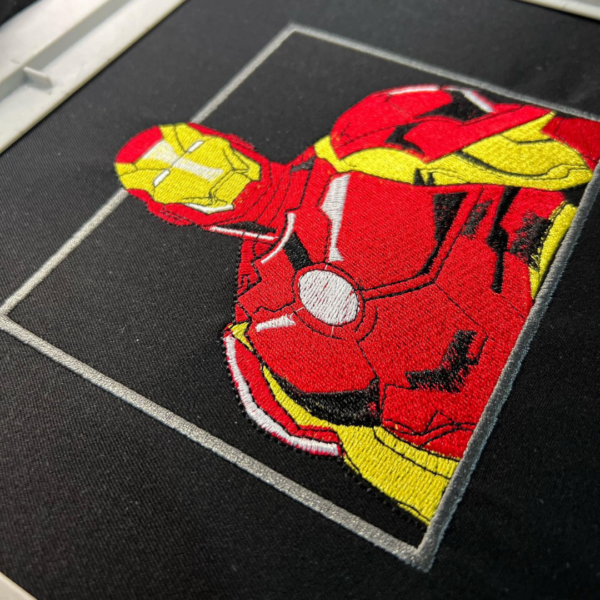IronMan Boxed Embroidery Design stitched by a customer