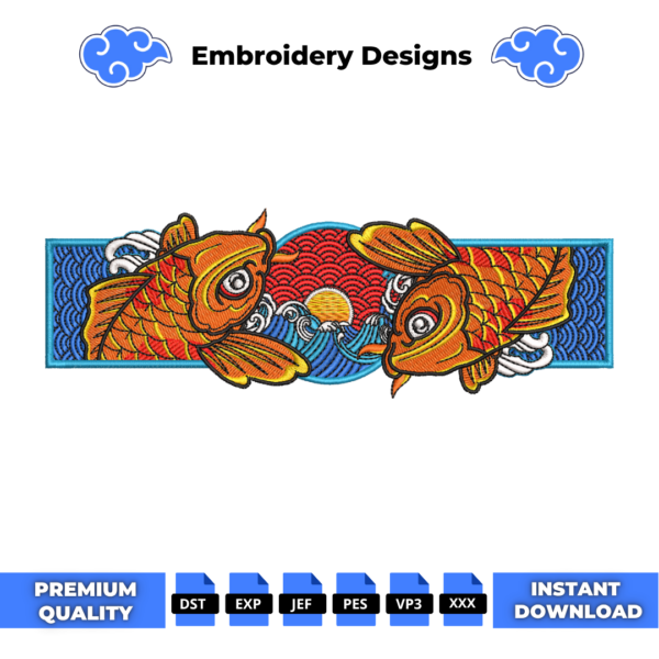 Japanese Koi Fish Embroidery Design