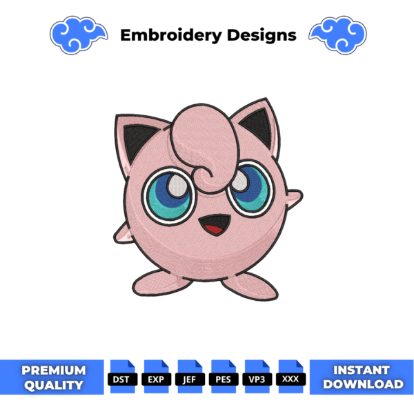 Jigglypuff Pokemon Embroidery Design