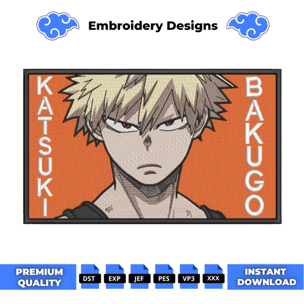 Katsuki Bakugo Boxed Embroidery Design