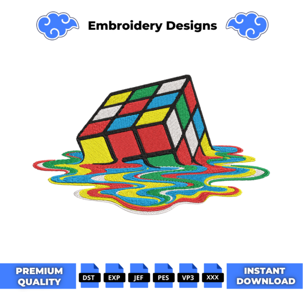 Melting Rubik's Cube Embroidery Design