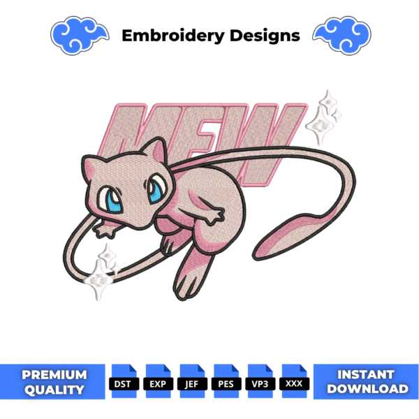 Mew Pokemon Embroidery Design