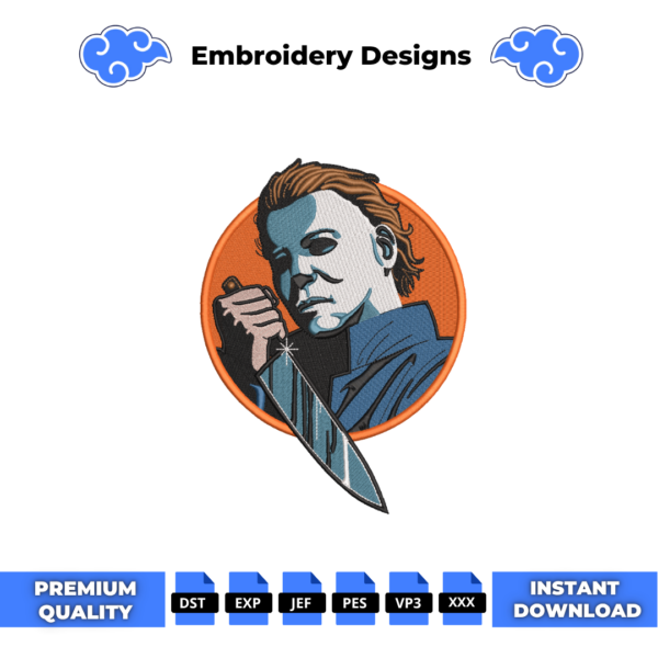 Michael Myers Circle Embroidery Design