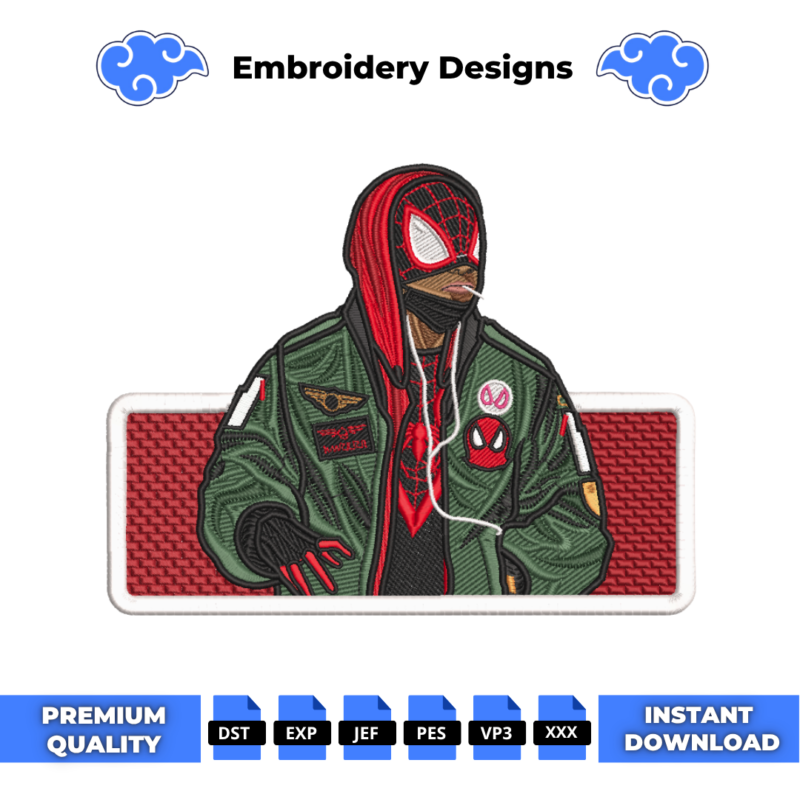 Miles Morales Spiderman Embroidery Design