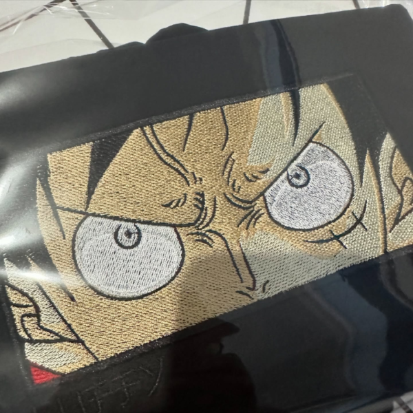 Monkey D Luffy Eyes V2 Embroidery Design stitched by a customer