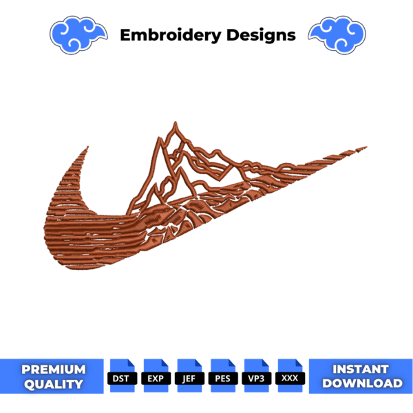Mountains Swoosh Embroidery Design