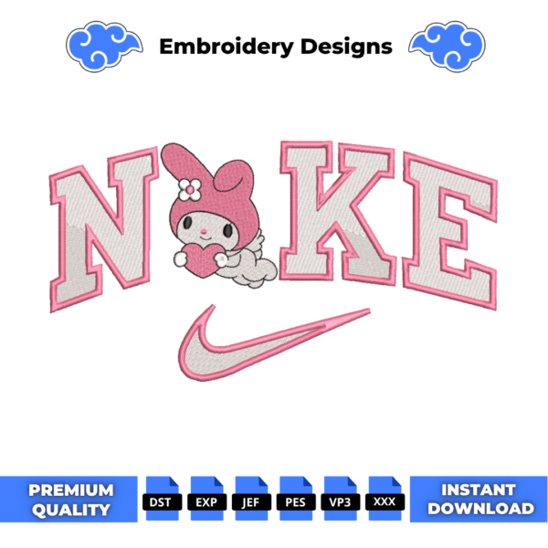 My Melody Swoosh Embroidery Design