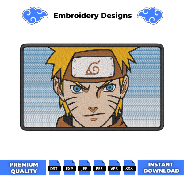 Naruto Uzumaki Face Boxed Embroidery Design