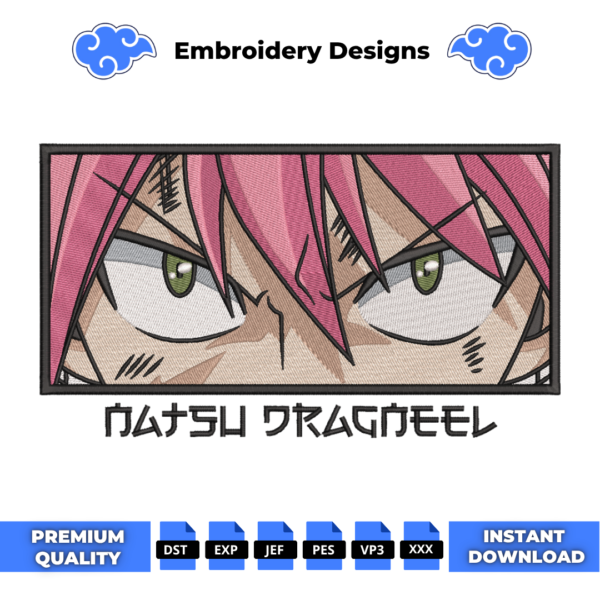 Natsu Dragneel Eyes Embroidery Design