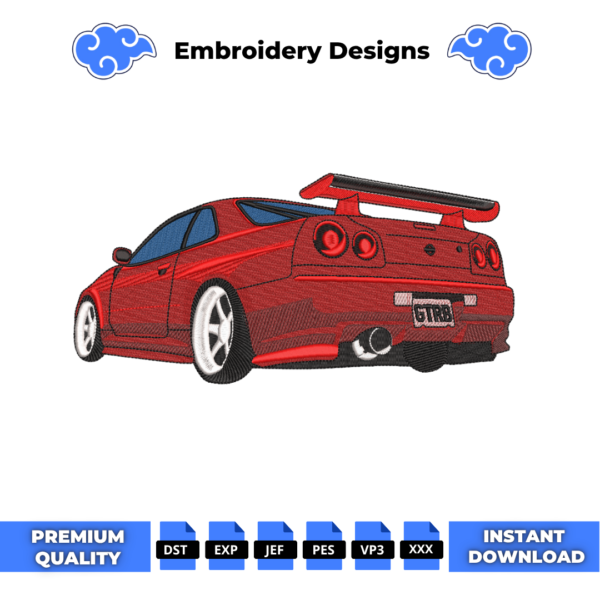Nissan Skyline GT-R R34 Embroidery Design
