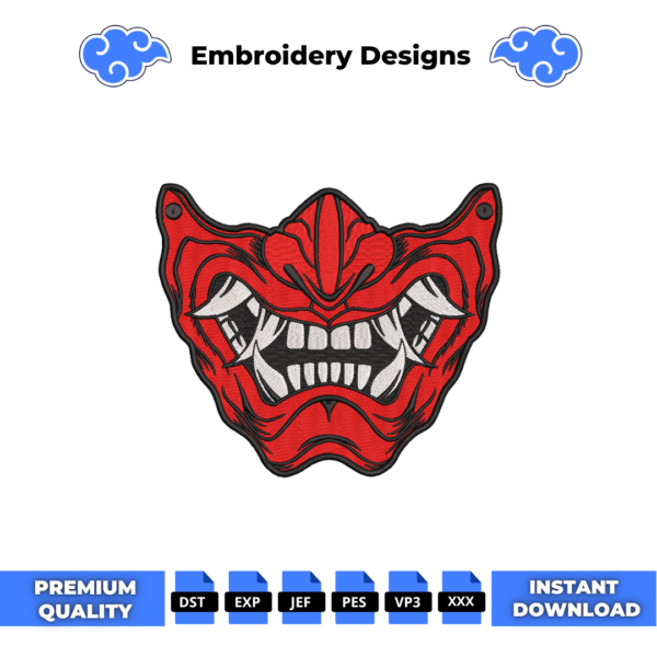 Oni Mask Demon Embroidery Design