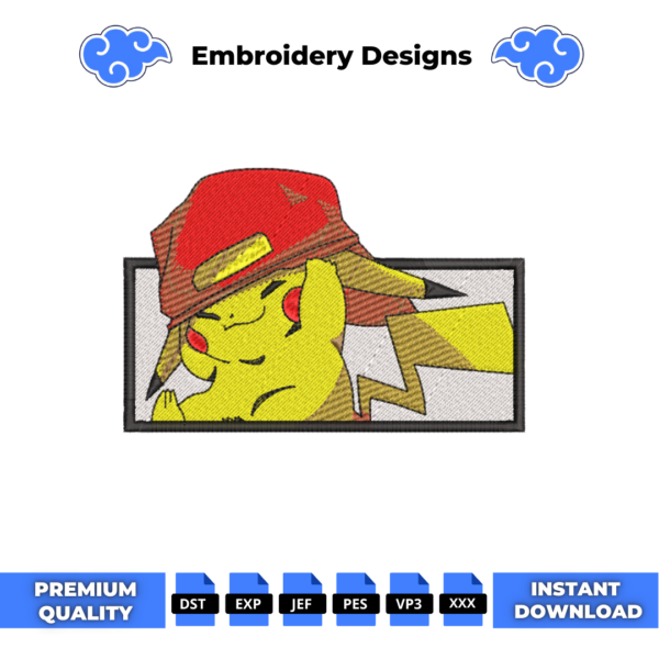 Pikachu Anime Embroidery Design