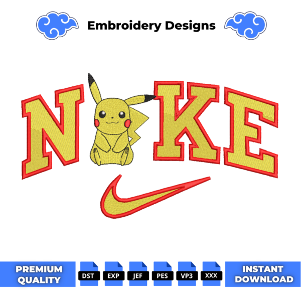 Pikachu Swoosh V2 Embroidery Design