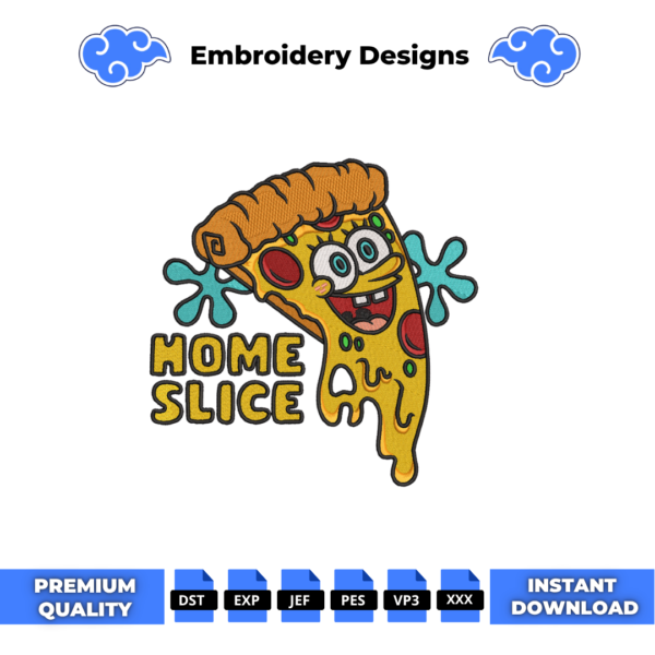 Pizza SpongeBob Embroidery Design