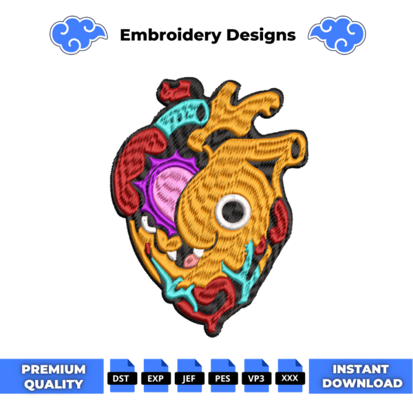 Pochita Heart Embroidery Design