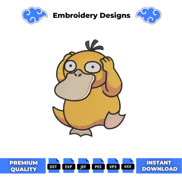 Psyduck Pokemon Embroidery Design