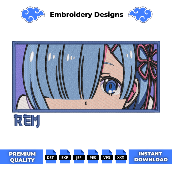 Rem Eyes Embroidery Design