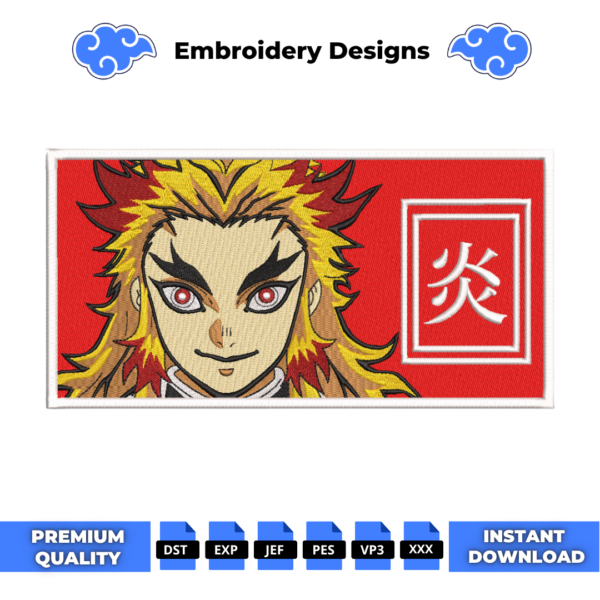 Rengoku Boxed V2 Embroidery Design