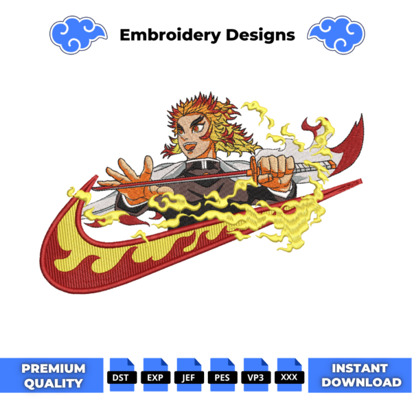 Rengoku Swoosh V2 Embroidery Design