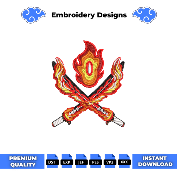 Rengoku Symbol Logo Embroidery Design