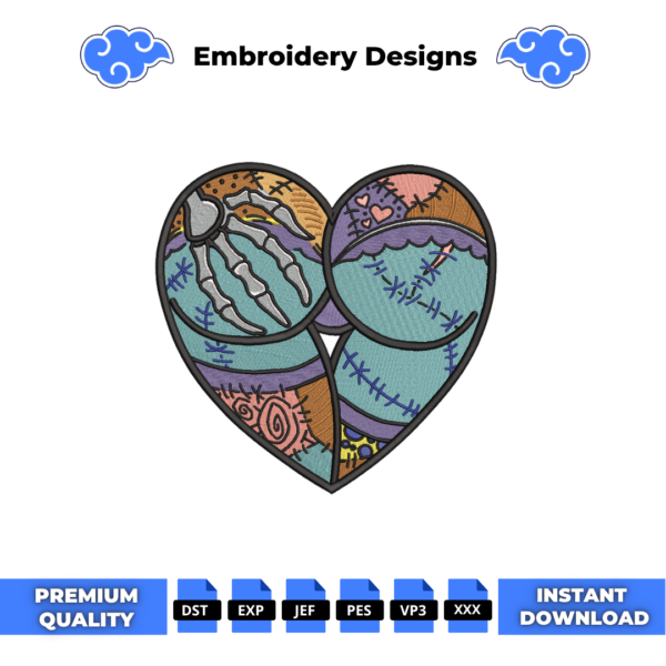 Sally and Jack Love Embroidery Design