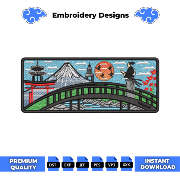 Samurai Bridge Embroidery Design