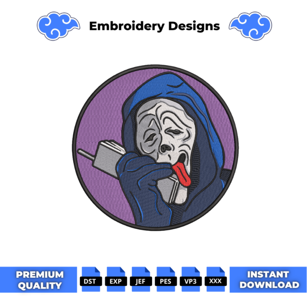 Scary Movie Ghostface Embroidery Design