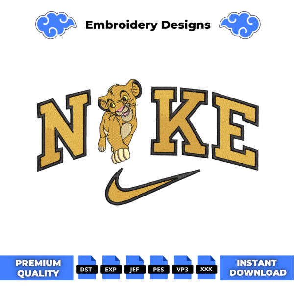 Simba Lion King Swoosh Embroidery Design