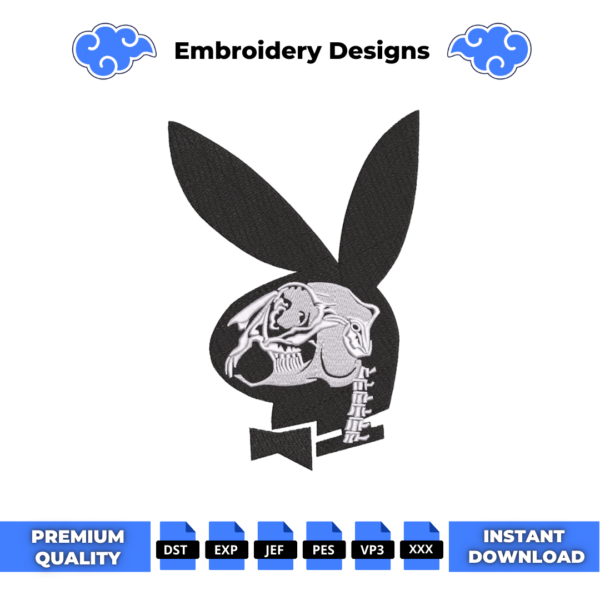 Skeleton Playboy Embroidery Design