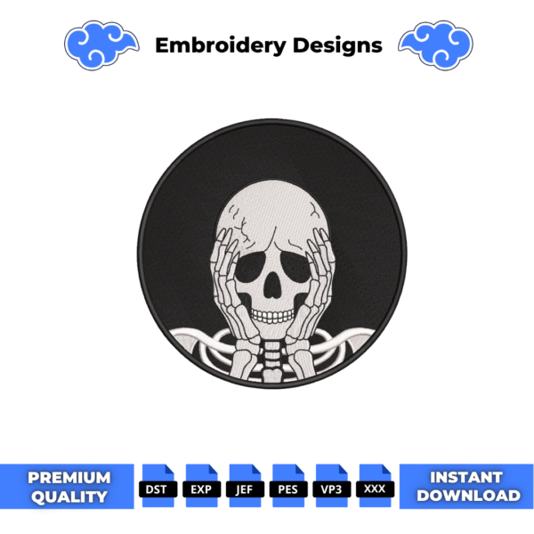 Skull Circle Embroidery Design