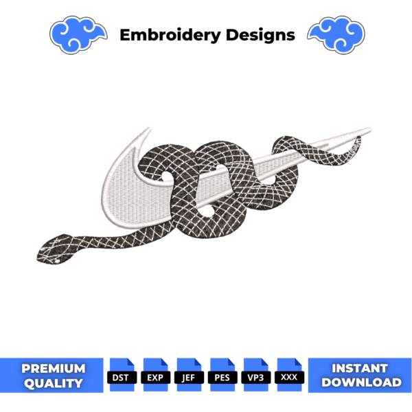 Snake Swoosh Embroidery Design