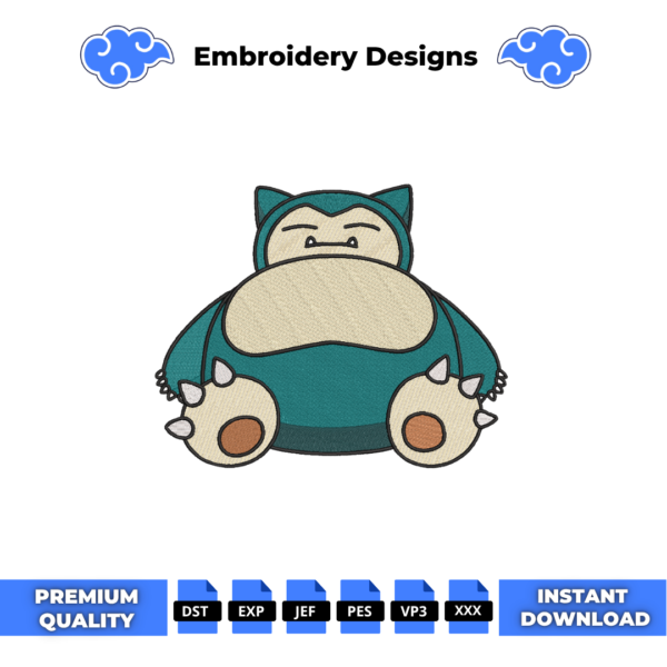 Snorlax Pokemon Embroidery Design