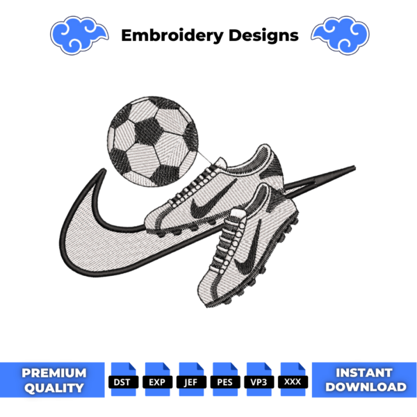 Soccer Shoes Swoosh Embroidery Design